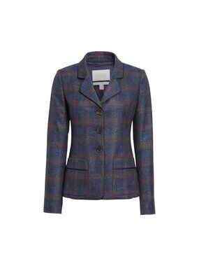 Nordstrom Signature Caroline Issa 6 Wool Silk Linen Plaid Button Blazer Jacket